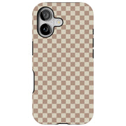 Beige Gingham Tough Cases For Apple iPhone (17, 16, 15, 14, 13, 12, 11, X, SE, 8, 7/ Air, Plus, Pro, Max, Mini, XR, XS), Print in USA