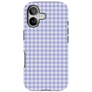 Blue Gingham Tough Cases For Apple iPhone (17, 16, 15, 14, 13, 12, 11, X, SE, 8, 7/ Air, Plus, Pro, Max, Mini, XR, XS), Print in USA