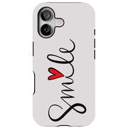 Smile Red Heart Tough Cases For Apple iPhone (17, 16, 15, 14, 13, 12, 11, X, SE, 8, 7/ Air, Plus, Pro, Max, Mini, XR, XS), Print in USA