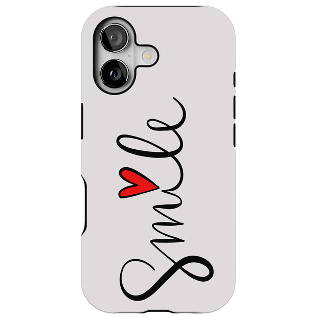Smile Red Heart Tough Cases For Apple iPhone (17, 16, 15, 14, 13, 12, 11, X, SE, 8, 7/ Air, Plus, Pro, Max, Mini, XR, XS), Print in USA