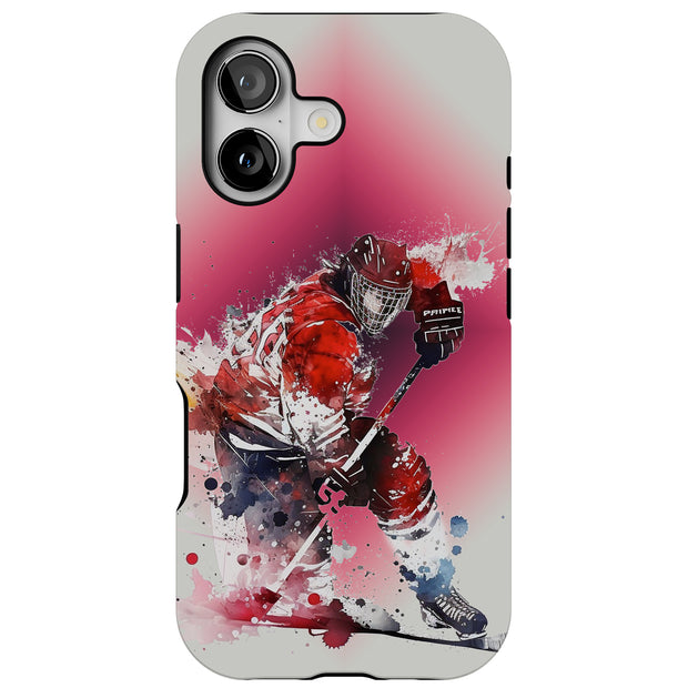 Hockey Painting Tough Cases For Apple iPhone (17, 16, 15, 14, 13, 12, 11, X, SE, 8, 7/ Air, Plus, Pro, Max, Mini, XR, XS), Print in USA