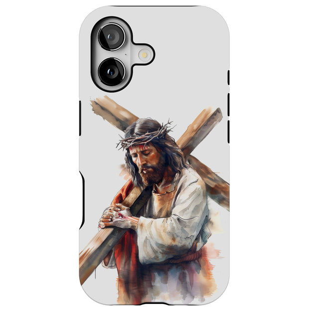Jesus Cross 2 Tough Cases For Apple iPhone (17, 16, 15, 14, 13, 12, 11, X, SE, 8, 7/ Air, Plus, Pro, Max, Mini, XR, XS), Print in USA