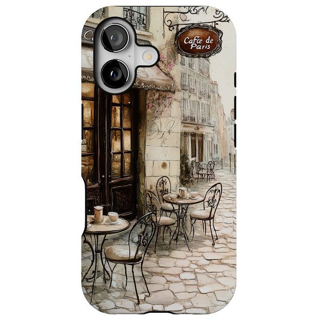 Parisian Café 1 Tough Cases For Apple iPhone (17, 16, 15, 14, 13, 12, 11, X, SE, 8, 7/ Air, Plus, Pro, Max, Mini, XR, XS), Print in USA