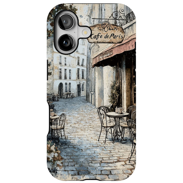Parisian Café 2 Tough Cases For Apple iPhone (17, 16, 15, 14, 13, 12, 11, X, SE, 8, 7/ Air, Plus, Pro, Max, Mini, XR, XS), Print in USA