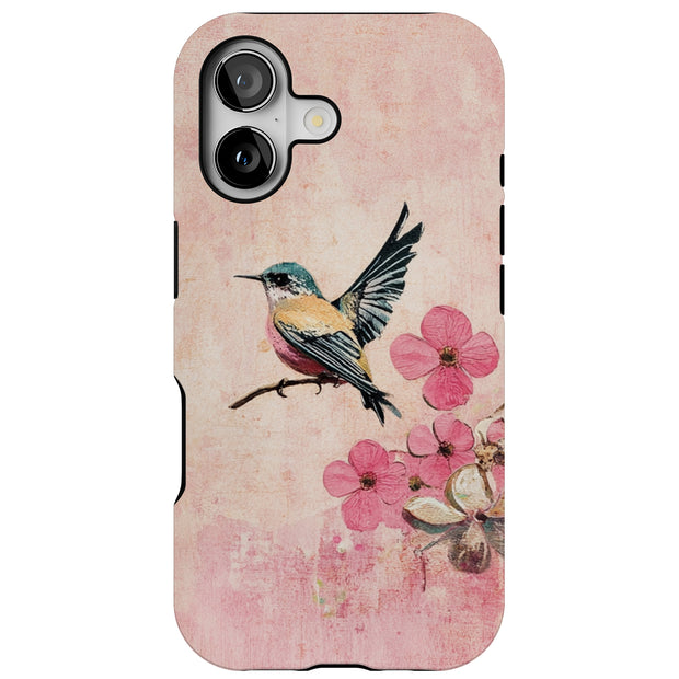 Bird Floral Tough Cases For Apple iPhone (17, 16, 15, 14, 13, 12, 11, X, SE, 8, 7/ Air, Plus, Pro, Max, Mini, XR, XS), Print in USA