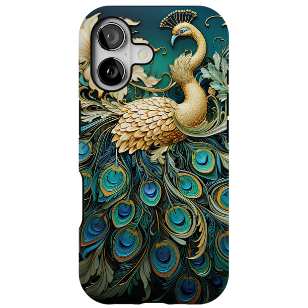 Peacock Feather Tough Cases For Apple iPhone (17, 16, 15, 14, 13, 12, 11, X, SE, 8, 7/ Air, Plus, Pro, Max, Mini, XR, XS), Print in USA