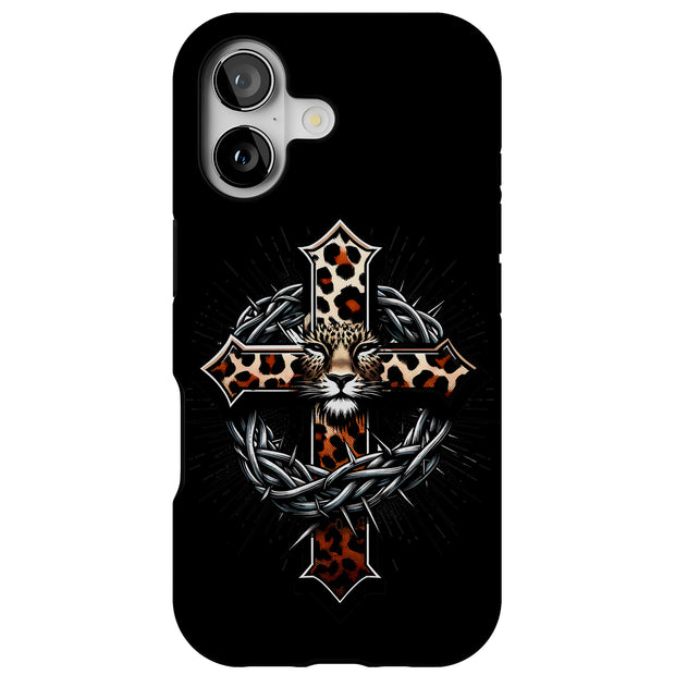 Leopard Cross Tough Cases For Apple iPhone (17, 16, 15, 14, 13, 12, 11, X, SE, 8, 7/ Air, Plus, Pro, Max, Mini, XR, XS), Print in USA