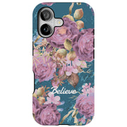 Believe Flowers Tough Cases For Apple iPhone (17, 16, 15, 14, 13, 12, 11, X, SE, 8, 7/ Air, Plus, Pro, Max, Mini, XR, XS), Print in USA