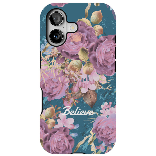 Believe Flowers Tough Cases For Apple iPhone (17, 16, 15, 14, 13, 12, 11, X, SE, 8, 7/ Air, Plus, Pro, Max, Mini, XR, XS), Print in USA