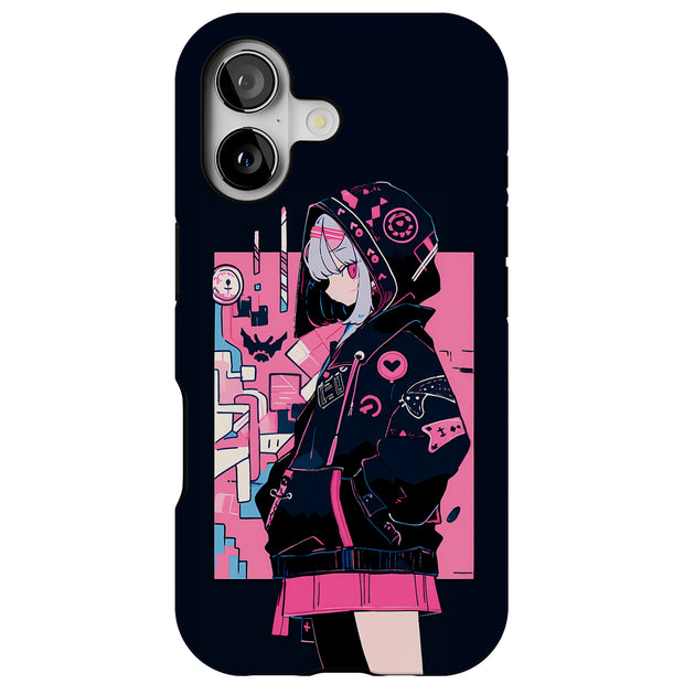 Pink Anime Girl Tough Cases For Apple iPhone (17, 16, 15, 14, 13, 12, 11, X, SE, 8, 7/ Air, Plus, Pro, Max, Mini, XR, XS), Print in USA