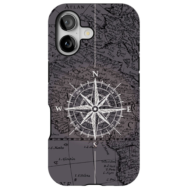 Map Compass Tough Cases For Apple iPhone (17, 16, 15, 14, 13, 12, 11, X, SE, 8, 7/ Air, Plus, Pro, Max, Mini, XR, XS), Print in USA