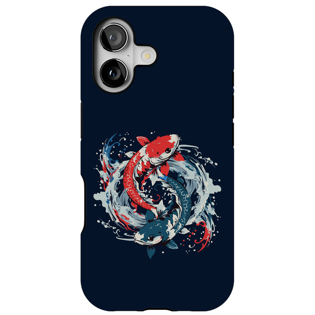Yin Yang Koi Tough Cases For Apple iPhone (17, 16, 15, 14, 13, 12, 11, X, SE, 8, 7/ Air, Plus, Pro, Max, Mini, XR, XS), Print in USA