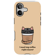 Meow Coffee Tough Cases For Apple iPhone (17, 16, 15, 14, 13, 12, 11, X, SE, 8, 7/ Air, Plus, Pro, Max, Mini, XR, XS), Print in USA