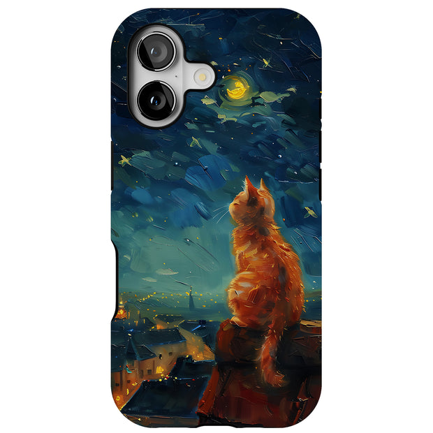 Cat Night 2 Tough Cases For Apple iPhone (17, 16, 15, 14, 13, 12, 11, X, SE, 8, 7/ Air, Plus, Pro, Max, Mini, XR, XS), Print in USA