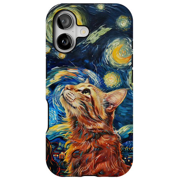 Cat Night 3 Tough Cases For Apple iPhone (17, 16, 15, 14, 13, 12, 11, X, SE, 8, 7/ Air, Plus, Pro, Max, Mini, XR, XS), Print in USA