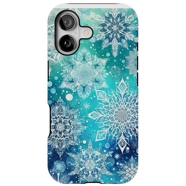 Xmas Snowflake Tough Cases For Apple iPhone (17, 16, 15, 14, 13, 12, 11, X, SE, 8, 7/ Air, Plus, Pro, Max, Mini, XR, XS), Print in USA