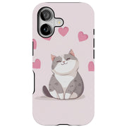 Cute Cat Love Tough Cases For Apple iPhone (17, 16, 15, 14, 13, 12, 11, X, SE, 8, 7/ Air, Plus, Pro, Max, Mini, XR, XS), Print in USA
