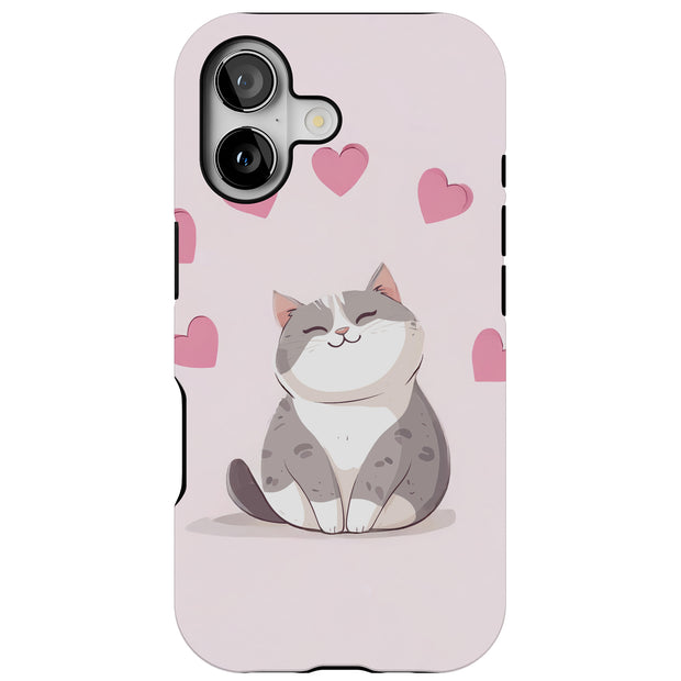 Cute Cat Love Tough Cases For Apple iPhone (17, 16, 15, 14, 13, 12, 11, X, SE, 8, 7/ Air, Plus, Pro, Max, Mini, XR, XS), Print in USA