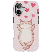Cute Sleepy Cat Tough Cases For Apple iPhone (17, 16, 15, 14, 13, 12, 11, X, SE, 8, 7/ Air, Plus, Pro, Max, Mini, XR, XS), Print in USA