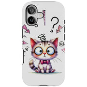 Confused Cat Tough Cases For Apple iPhone (17, 16, 15, 14, 13, 12, 11, X, SE, 8, 7/ Air, Plus, Pro, Max, Mini, XR, XS), Print in USA