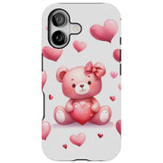 Valentine Bear Tough Cases For Apple iPhone (17, 16, 15, 14, 13, 12, 11, X, SE, 8, 7/ Air, Plus, Pro, Max, Mini, XR, XS), Print in USA