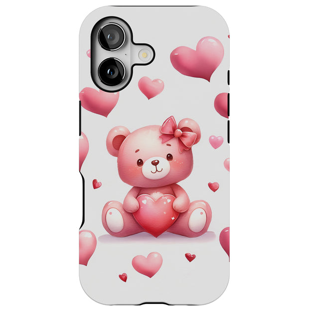 Valentine Bear Tough Cases For Apple iPhone (17, 16, 15, 14, 13, 12, 11, X, SE, 8, 7/ Air, Plus, Pro, Max, Mini, XR, XS), Print in USA