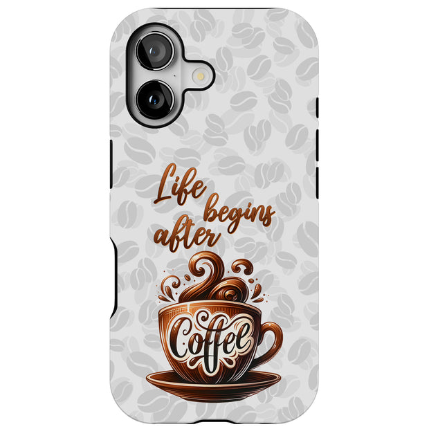 Coffee Life Tough Cases For Apple iPhone (17, 16, 15, 14, 13, 12, 11, X, SE, 8, 7/ Air, Plus, Pro, Max, Mini, XR, XS), Print in USA