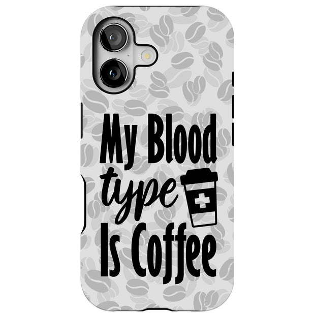 Coffee Blood Tough Cases For Apple iPhone (17, 16, 15, 14, 13, 12, 11, X, SE, 8, 7/ Air, Plus, Pro, Max, Mini, XR, XS), Print in USA