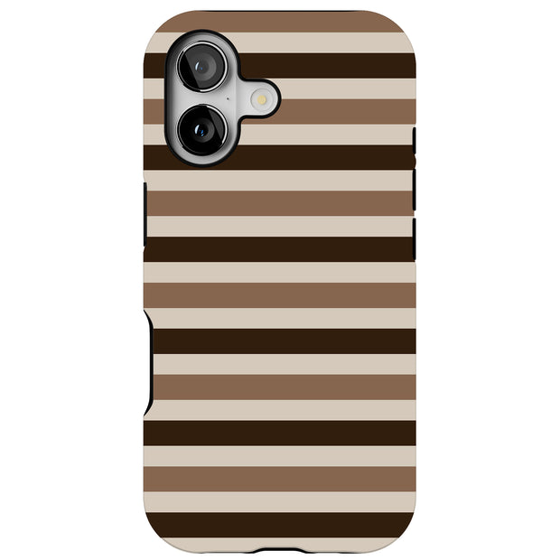 Coffee Stripes Tough Cases For Apple iPhone (17, 16, 15, 14, 13, 12, 11, X, SE, 8, 7/ Air, Plus, Pro, Max, Mini, XR, XS), Print in USA