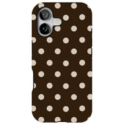 Coffee Poka Dot Tough Cases For Apple iPhone (17, 16, 15, 14, 13, 12, 11, X, SE, 8, 7/ Air, Plus, Pro, Max, Mini, XR, XS), Print in USA