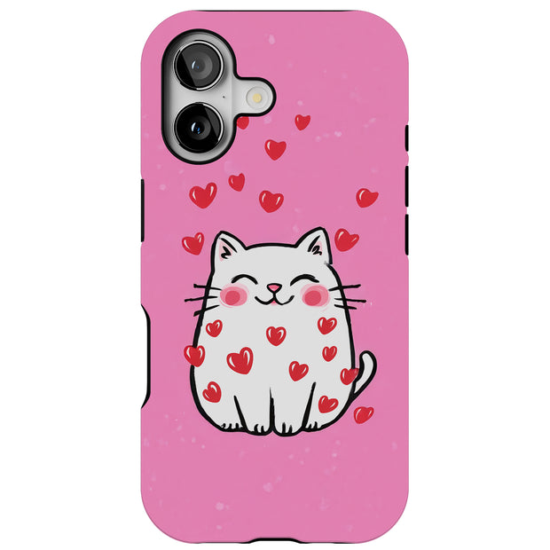 Valentine Cat Tough Cases For Apple iPhone (17, 16, 15, 14, 13, 12, 11, X, SE, 8, 7/ Air, Plus, Pro, Max, Mini, XR, XS), Print in USA