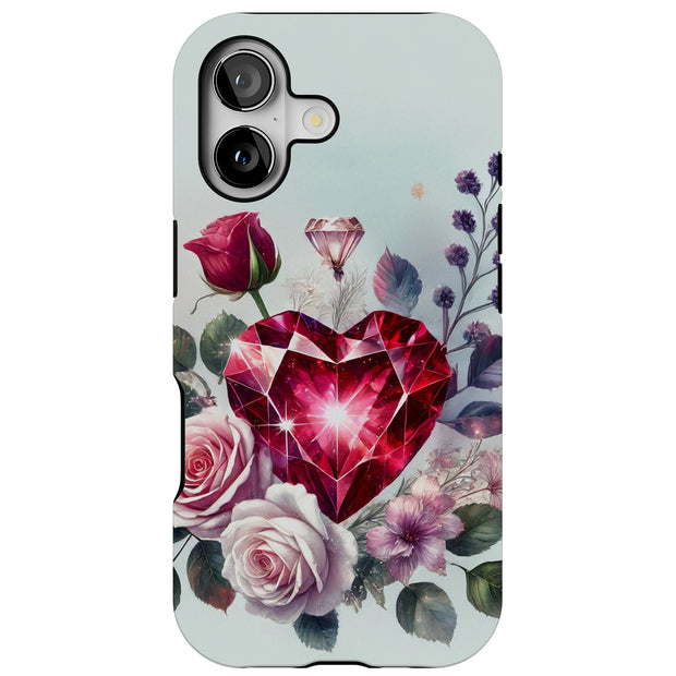 Diamond Heart Tough Cases For Apple iPhone (17, 16, 15, 14, 13, 12, 11, X, SE, 8, 7/ Air, Plus, Pro, Max, Mini, XR, XS), Print in USA