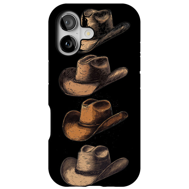 Cowboy Hats 1 Tough Cases For Apple iPhone (17, 16, 15, 14, 13, 12, 11, X, SE, 8, 7/ Air, Plus, Pro, Max, Mini, XR, XS), Print in USA