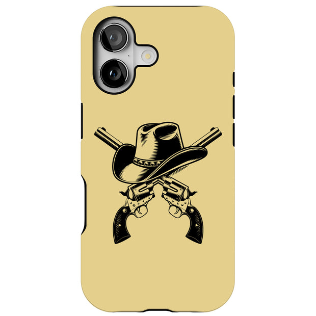 Cowboy Hat Guns Tough Cases For Apple iPhone (17, 16, 15, 14, 13, 12, 11, X, SE, 8, 7/ Air, Plus, Pro, Max, Mini, XR, XS), Print in USA