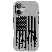 USA Flag Guns Tough Cases For Apple iPhone (17, 16, 15, 14, 13, 12, 11, X, SE, 8, 7/ Air, Plus, Pro, Max, Mini, XR, XS), Print in USA