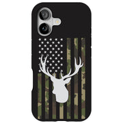 USA Flag Deer 2 Tough Cases For Apple iPhone (17, 16, 15, 14, 13, 12, 11, X, SE, 8, 7/ Air, Plus, Pro, Max, Mini, XR, XS), Print in USA