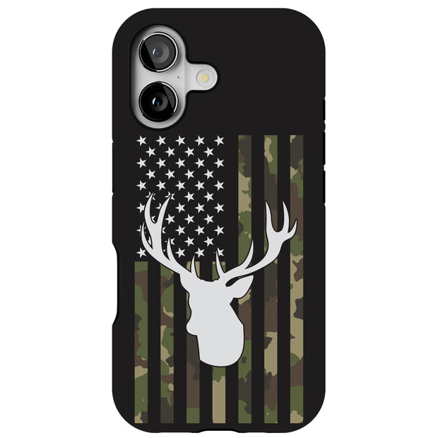 USA Flag Deer 2 Tough Cases For Apple iPhone (17, 16, 15, 14, 13, 12, 11, X, SE, 8, 7/ Air, Plus, Pro, Max, Mini, XR, XS), Print in USA