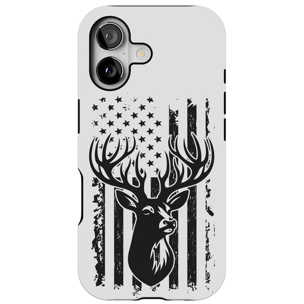 USA Flag Deer 3 Tough Cases For Apple iPhone (17, 16, 15, 14, 13, 12, 11, X, SE, 8, 7/ Air, Plus, Pro, Max, Mini, XR, XS), Print in USA