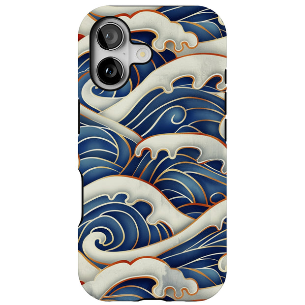 Japanese Wave 6 Tough Cases For Apple iPhone (17, 16, 15, 14, 13, 12, 11, X, SE, 8, 7/ Air, Plus, Pro, Max, Mini, XR, XS), Print in USA