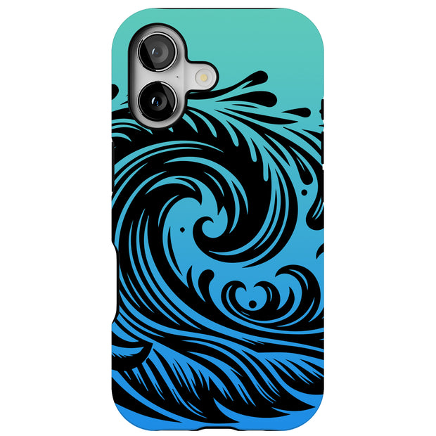 Line Art Waves Tough Cases For Apple iPhone (17, 16, 15, 14, 13, 12, 11, X, SE, 8, 7/ Air, Plus, Pro, Max, Mini, XR, XS), Print in USA