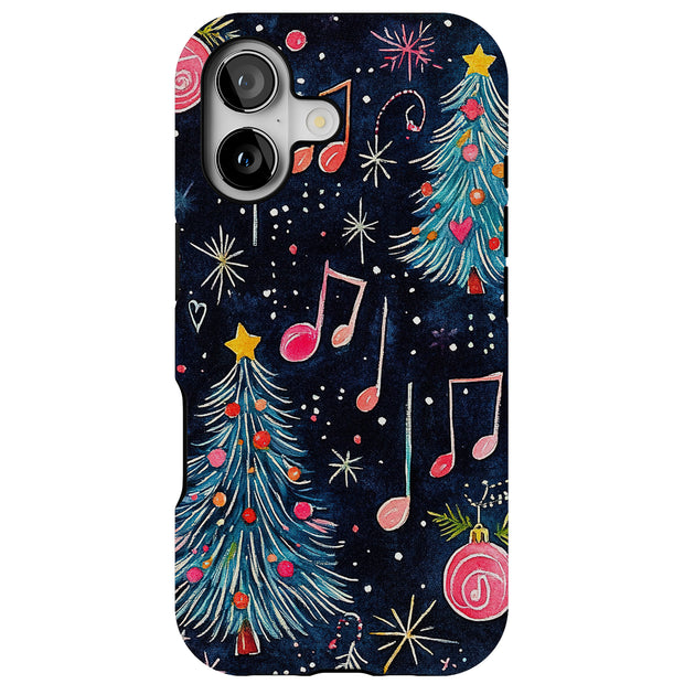 Xmas Music Note Tough Cases For Apple iPhone (17, 16, 15, 14, 13, 12, 11, X, SE, 8, 7/ Air, Plus, Pro, Max, Mini, XR, XS), Print in USA