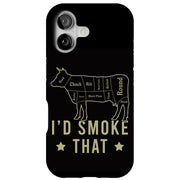 I'd Smoke Cow Tough Cases For Apple iPhone (17, 16, 15, 14, 13, 12, 11, X, SE, 8, 7/ Air, Plus, Pro, Max, Mini, XR, XS), Print in USA