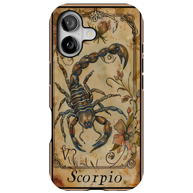 Zodiac Scorpio Tough Cases For Apple iPhone (17, 16, 15, 14, 13, 12, 11, X, SE, 8, 7/ Air, Plus, Pro, Max, Mini, XR, XS), Print in USA