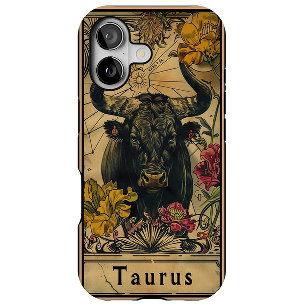 Zodiac Taurus Tough Cases For Apple iPhone (17, 16, 15, 14, 13, 12, 11, X, SE, 8, 7/ Air, Plus, Pro, Max, Mini, XR, XS), Print in USA