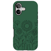 Flower Line Art Tough Cases For Apple iPhone (17, 16, 15, 14, 13, 12, 11, X, SE, 8, 7/ Air, Plus, Pro, Max, Mini, XR, XS), Print in USA