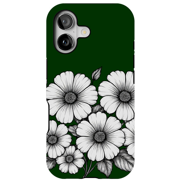 Line Art Floral Tough Cases For Apple iPhone (17, 16, 15, 14, 13, 12, 11, X, SE, 8, 7/ Air, Plus, Pro, Max, Mini, XR, XS), Print in USA