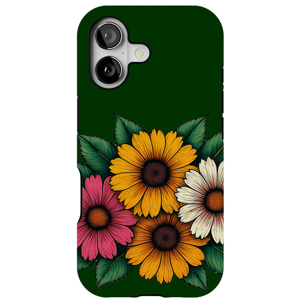 Color Art Floral Tough Cases For Apple iPhone (17, 16, 15, 14, 13, 12, 11, X, SE, 8, 7/ Air, Plus, Pro, Max, Mini, XR, XS), Print in USA