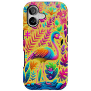 Colorful Flamingo Tough Cases For Apple iPhone (17, 16, 15, 14, 13, 12, 11, X, SE, 8, 7/ Air, Plus, Pro, Max, Mini, XR, XS), Print in USA