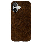 Brown Leather Tough Cases For Apple iPhone (17, 16, 15, 14, 13, 12, 11, X, SE, 8, 7/ Air, Plus, Pro, Max, Mini, XR, XS), Print in USA