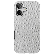 White Ostrich Tough Cases For Apple iPhone (17, 16, 15, 14, 13, 12, 11, X, SE, 8, 7/ Air, Plus, Pro, Max, Mini, XR, XS), Print in USA